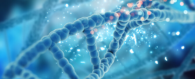 Rendering 3D di uno sfondo di DNA medico